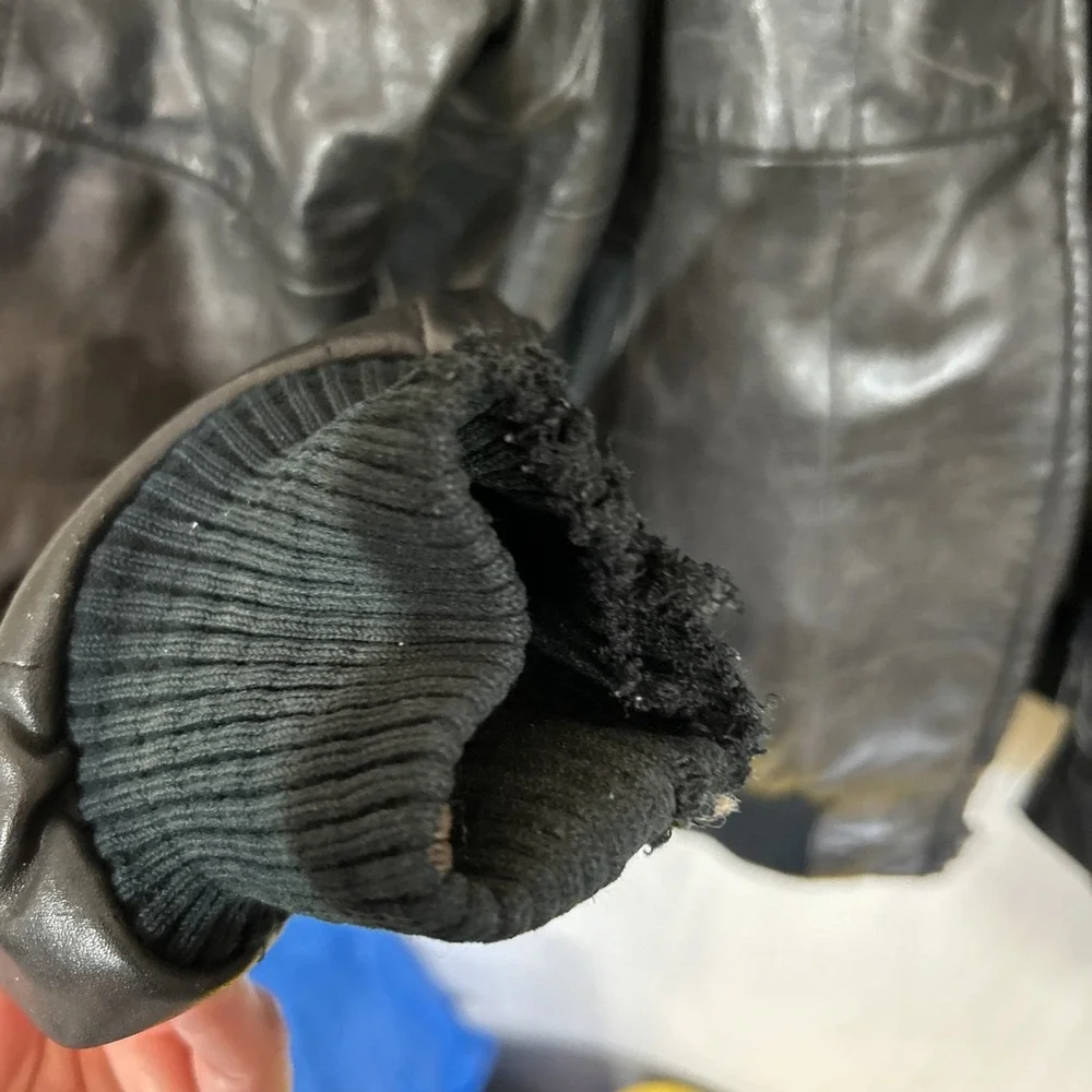 Mens Vintage 80's Reliable Sportswear Large Black Quilted Leather Jacket Flight